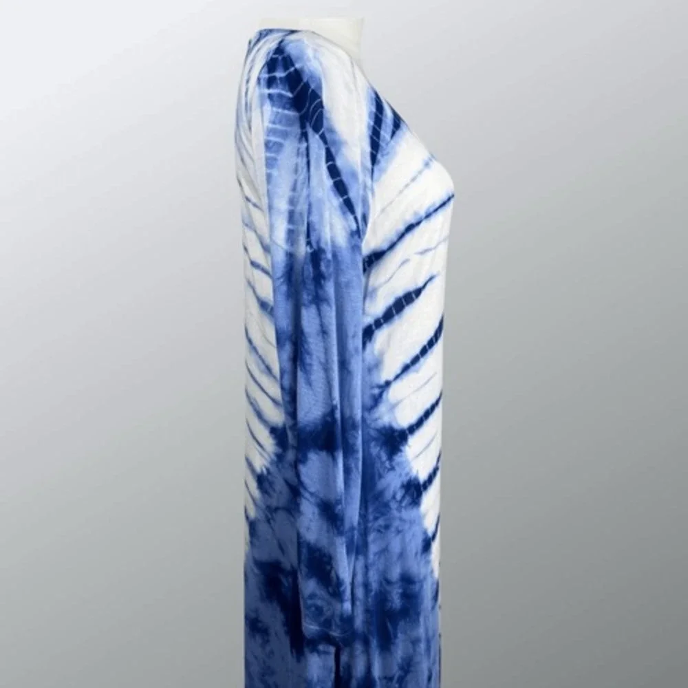 Romeo & Juliet Couture Womens Tie Dye Maxi Dress Size L Blue White‎ Boho Resort - Picture 13 of 16